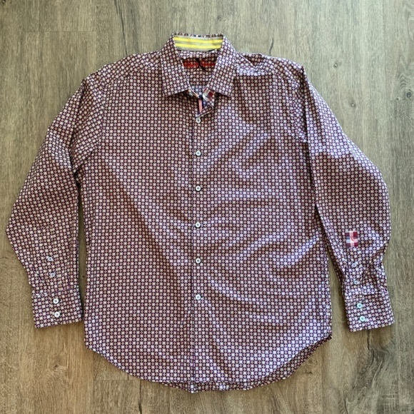 ROBERT Graham Luxury Dress Shirt Pink/Blues/Yellow Pattern Size XL - Picture 13 of 14